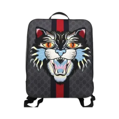 GUCCI Backpack Angry Cat GG Supreme "Black"