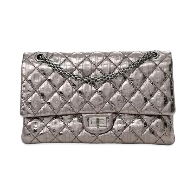CHANEL 2.55 Chain Shoulder Metallic Calfskin "Silver/Silver"
