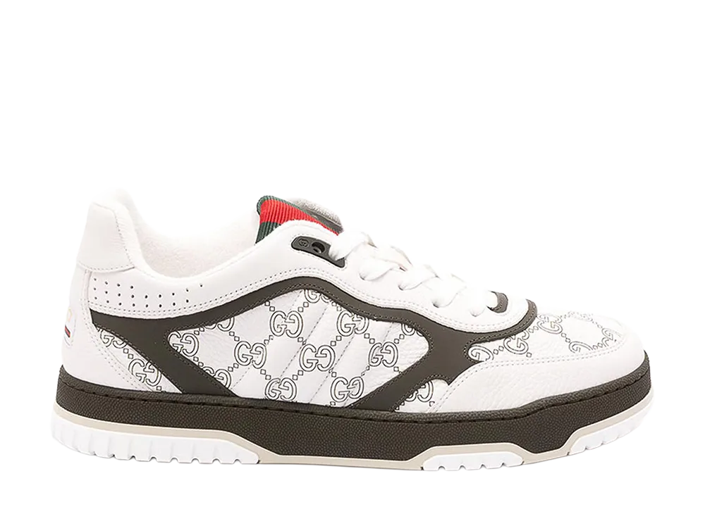 GUCCI Printed Leather Re-Web Sneakers "White"