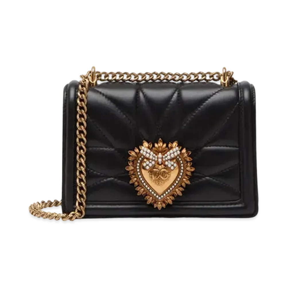 Dolce&Gabbana Devotion Crossbody Bag Small Matrasse Nappa Leather "Black"