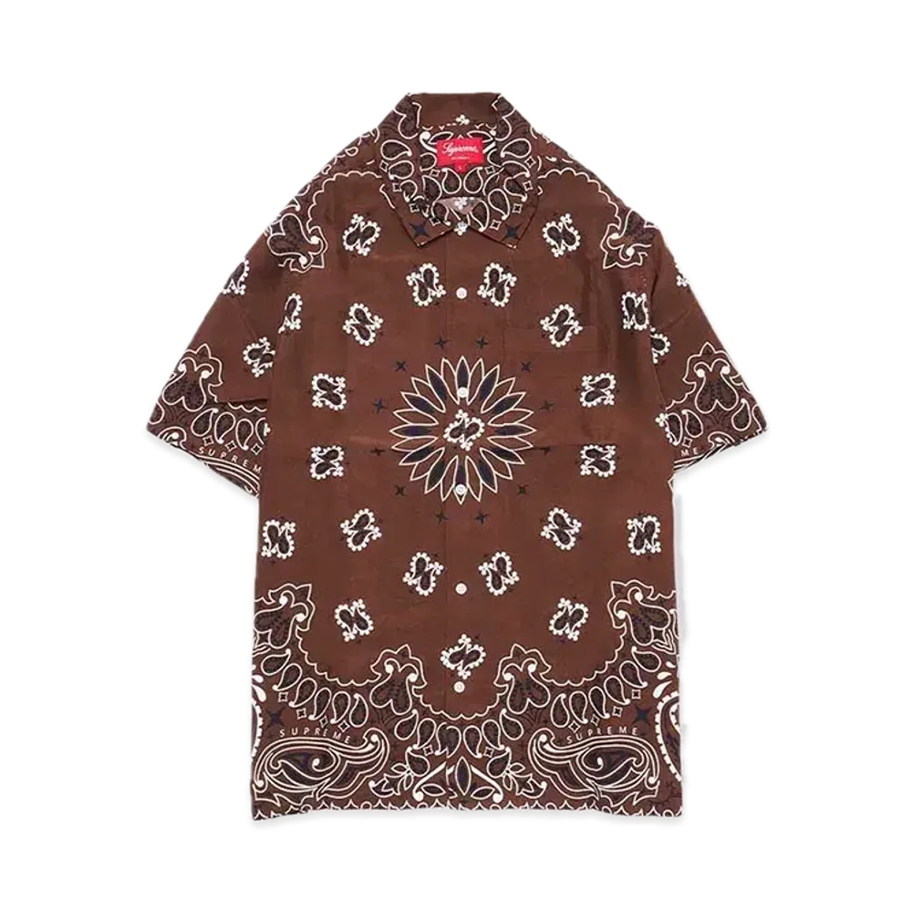 Supreme Bandana Silk S/S Shirt "Brown"