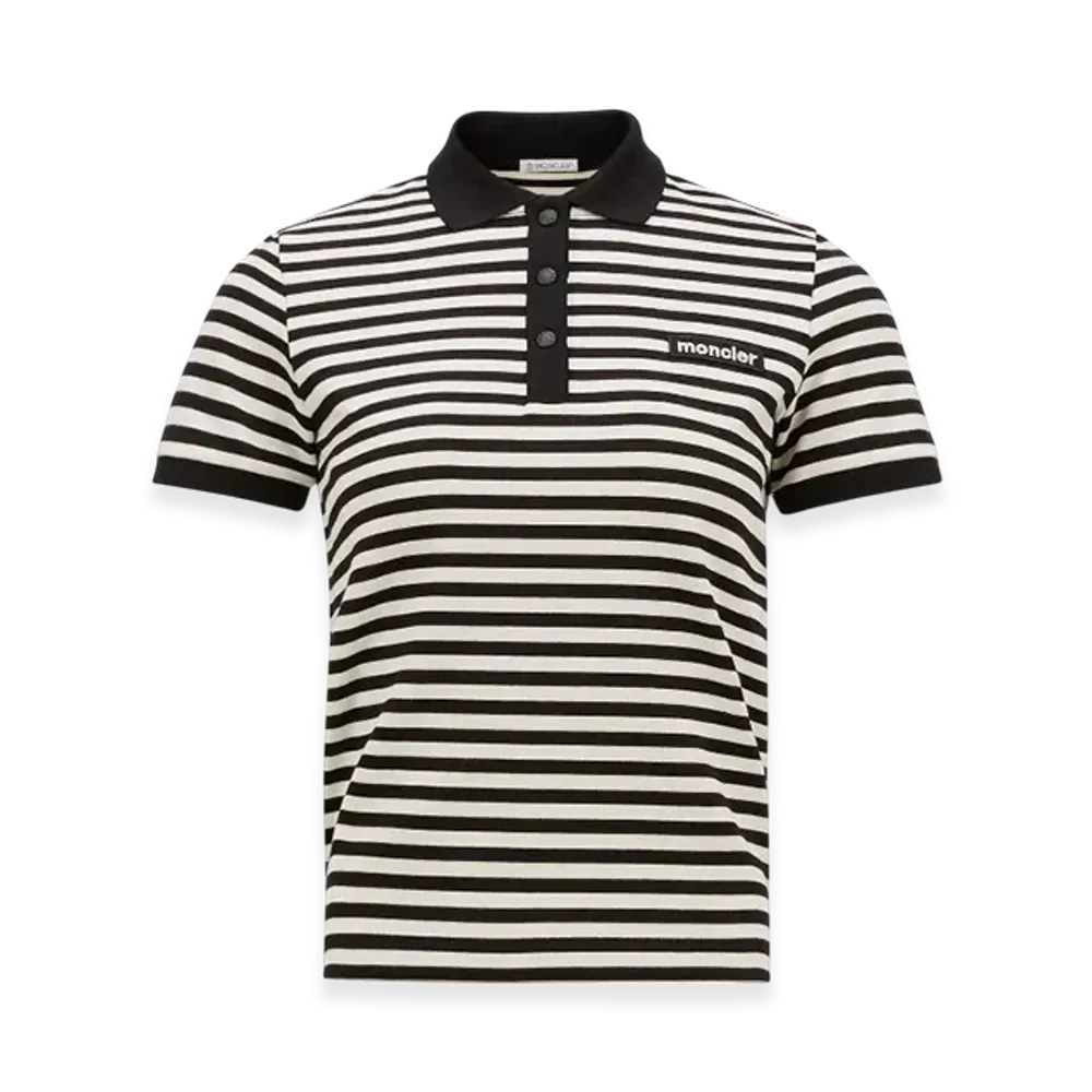 MONCLER Striped Cotton Polo Shirt "Blue White"