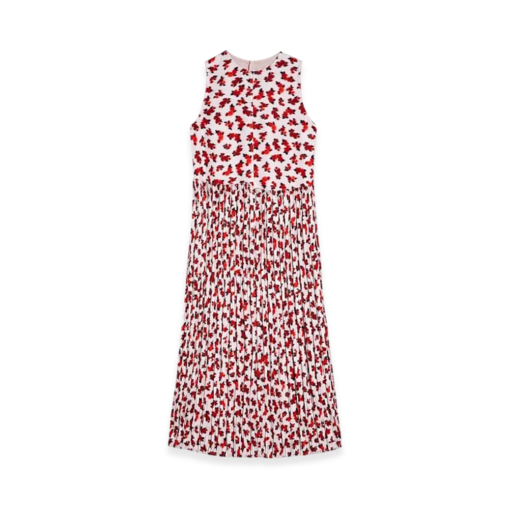 Jil Sander Fluid Viscose Printed Dress "Raspberry Cream"