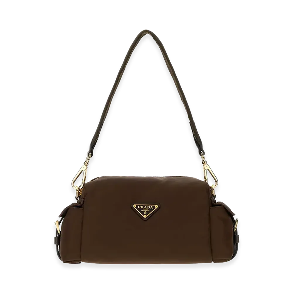 PRADA Women's Canvas Shoulder Bag "Brown"