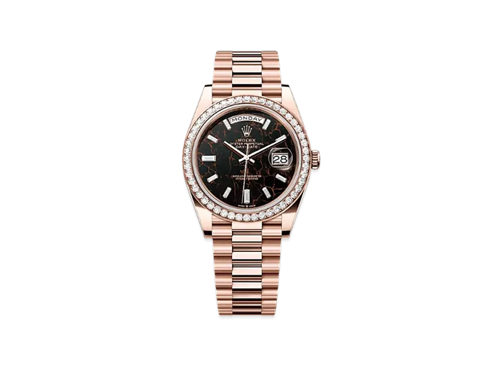 ROLEX Day-Date 40mm Everose Gold Diamond 228345RBR "Eisenkiesel"