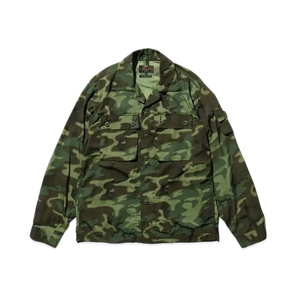 BEAMS MIL-SHT Mesh Camo Jacquard Mapping Print "Camo"