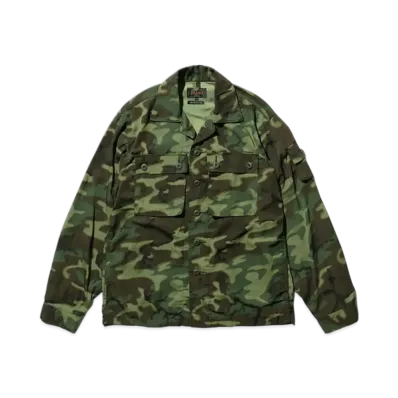 BEAMS MIL-SHT Mesh Camo Jacquard Mapping Print "Camo"