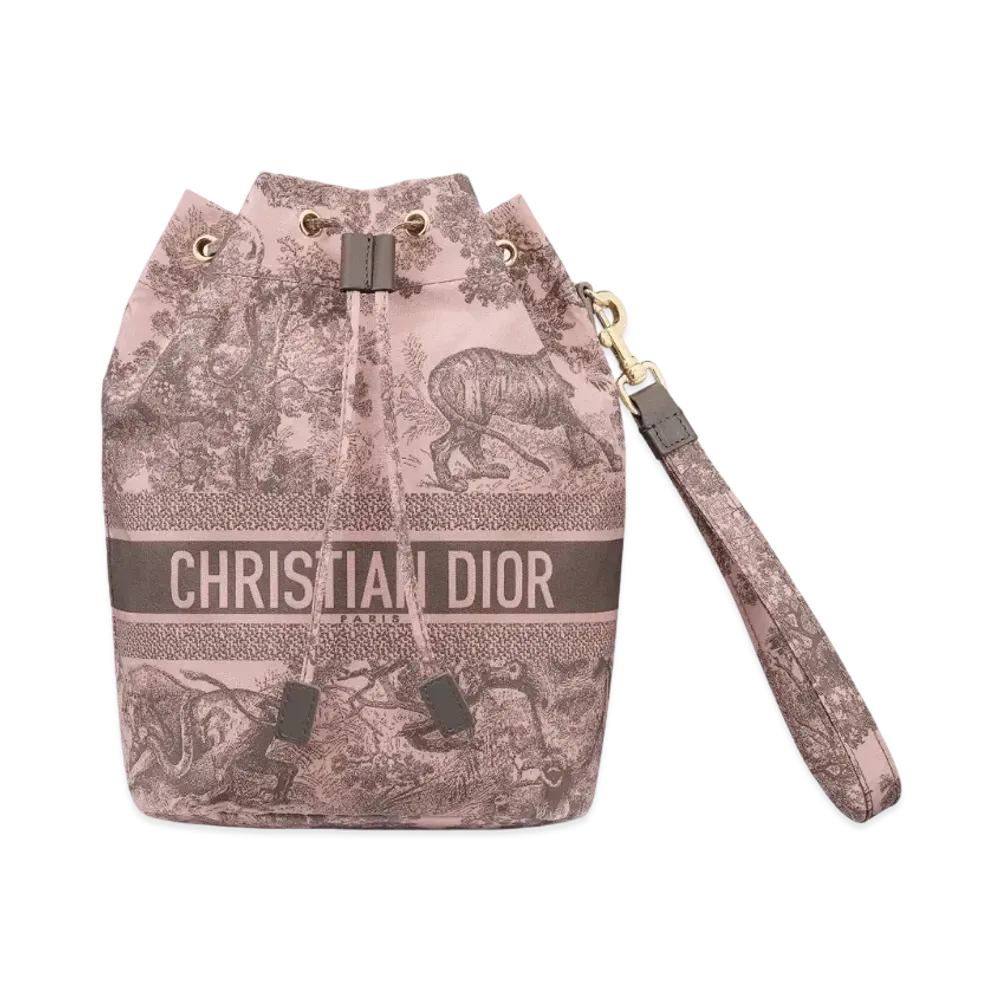 Dior Travel Pouch Toile de Jouy Sauvage Motif Technical Fabric "Gray/Pink"