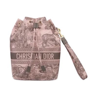 Dior Travel Pouch Toile de Jouy Sauvage Motif Technical Fabric "Gray/Pink"