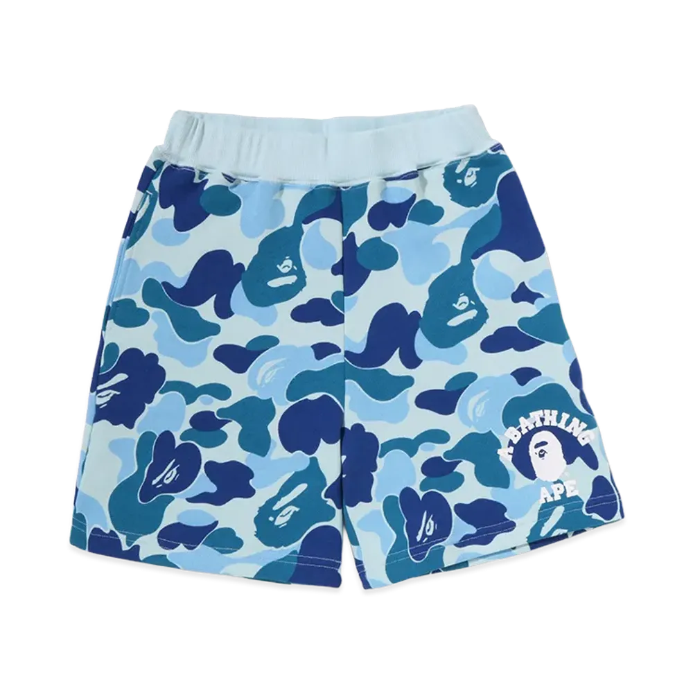 A BATHING APE Kids ABC Camo College Shorts "Blue"