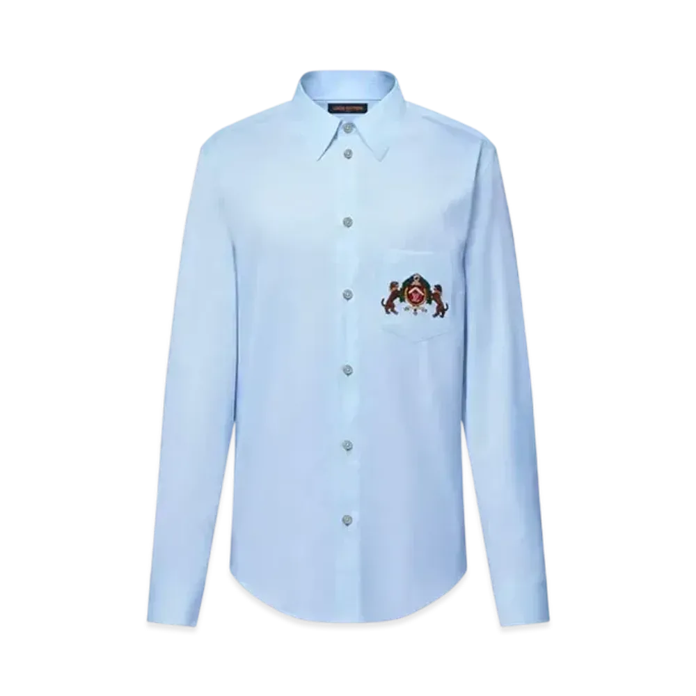 Louis Vuitton Embroidered Long-Sleeved Cotton Shirt "Light Blue"