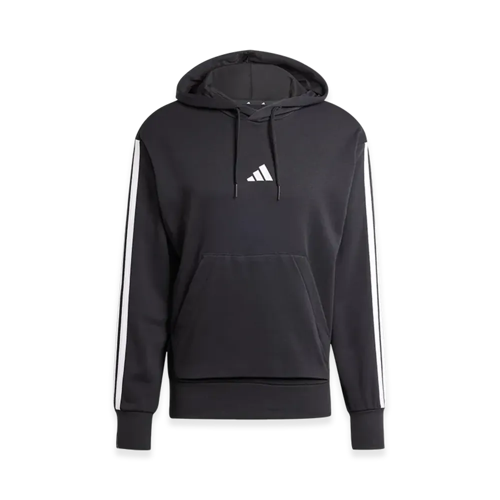 adidas Essentials Three Stripes French Terry Hoodie "Black/White"