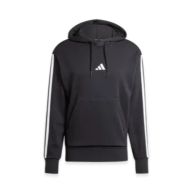 adidas Essentials Three Stripes French Terry Hoodie "Black/White"