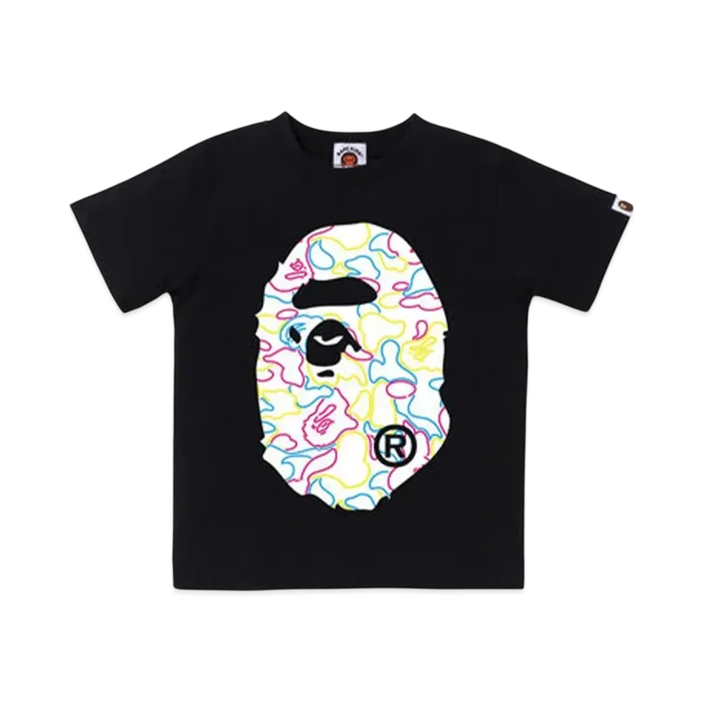 A BATHING APE Neon Camo Big Ape Head Tee "Black"