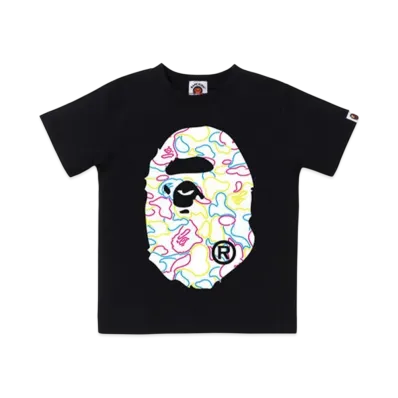 A BATHING APE Neon Camo Big Ape Head Tee "Black"