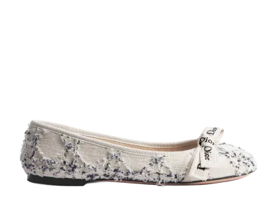 Dior Women's J'Adior Ballerina Cannage Cotton Boucle "White"