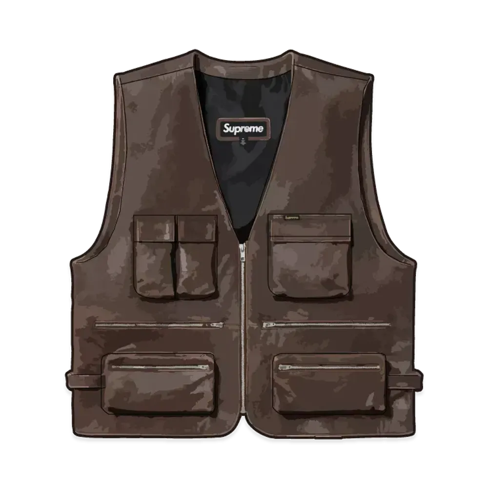 Supreme Leather Cargo Vest "Brown"