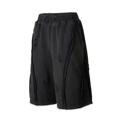 The Boy Has No Patience Moonstone Cobweb Embroidery Destroyed Shorts "Black"