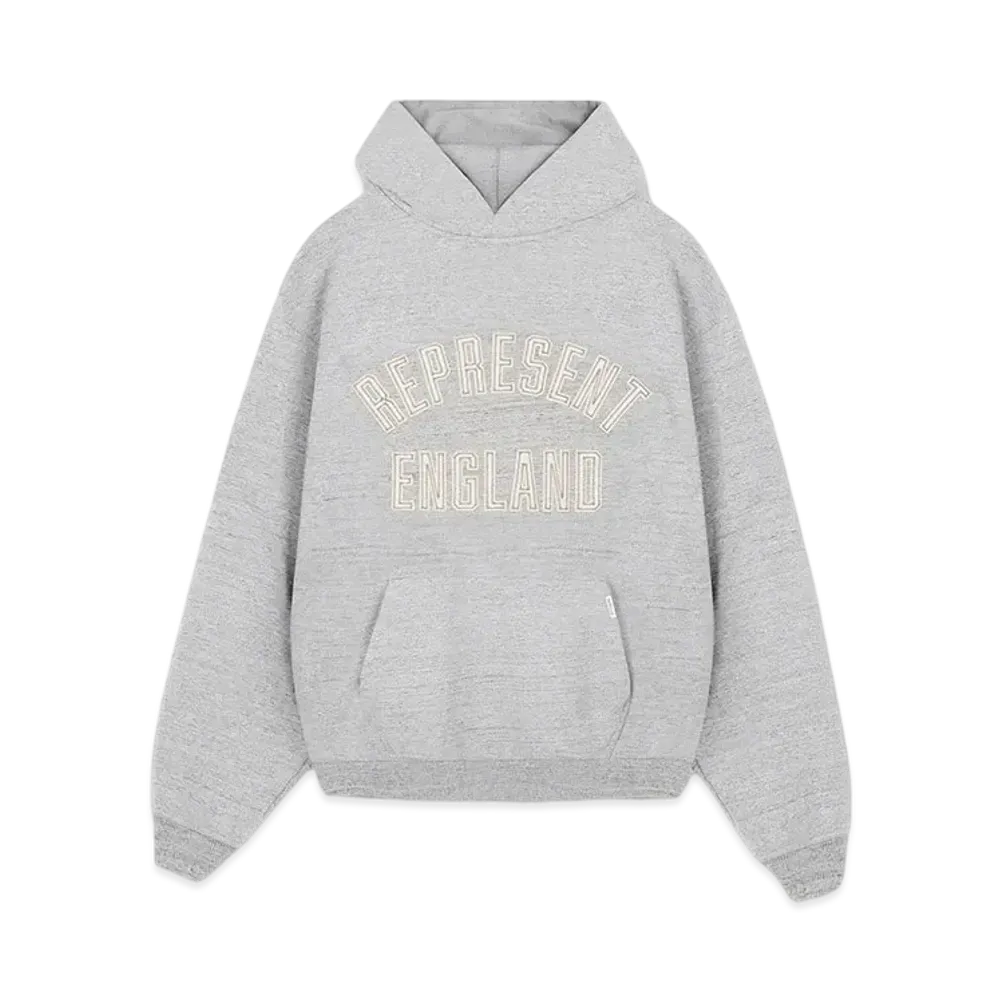 REPRESENT England Applique Hoodie "Grey Marl"