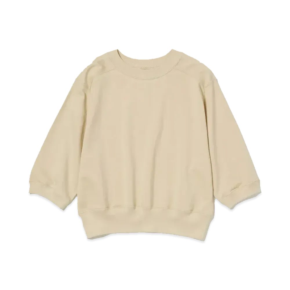 AURALEE Elastic High Gauge Sweat Half Sleeve P/O "Light Beige"