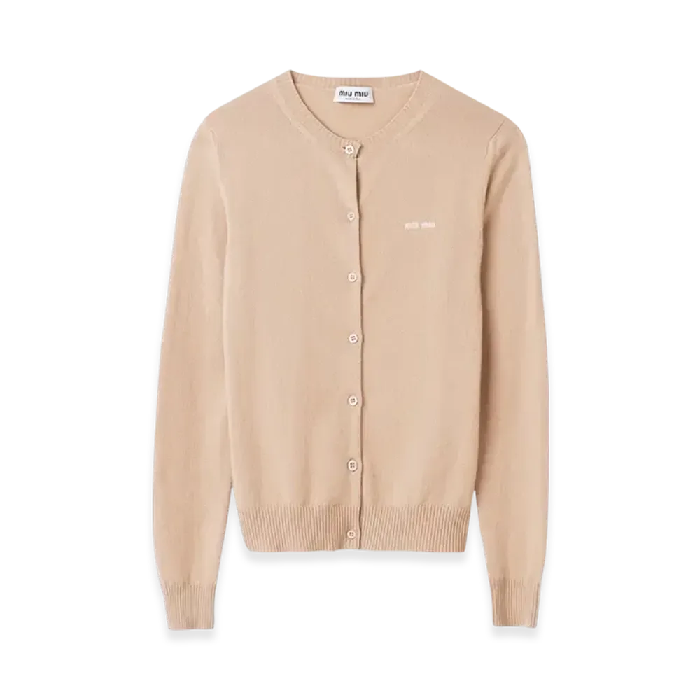 MIU MIU Women's Cashmere Knit Cardigan "Albino White"