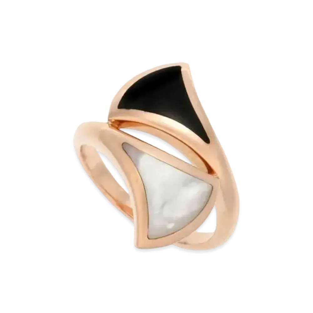 BVLGARI Diva Dream Ring Mother Of Pearl Onyx Black "Pink Gold"
