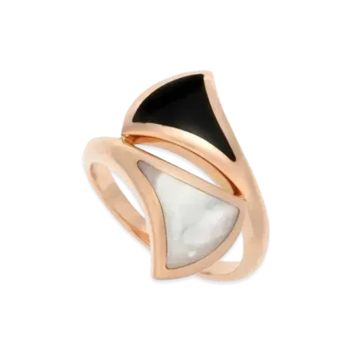 BVLGARI Diva Dream Ring Mother Of Pearl Onyx Black "Pink Gold"