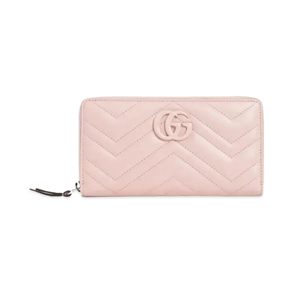GUCCI GG Marmont Matelasse Zip Around Wallet "Light Pink"