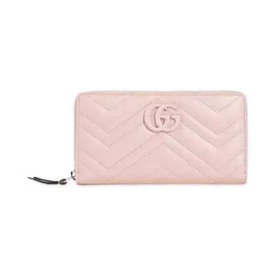 GUCCI GG Marmont Matelasse Zip Around Wallet "Light Pink"
