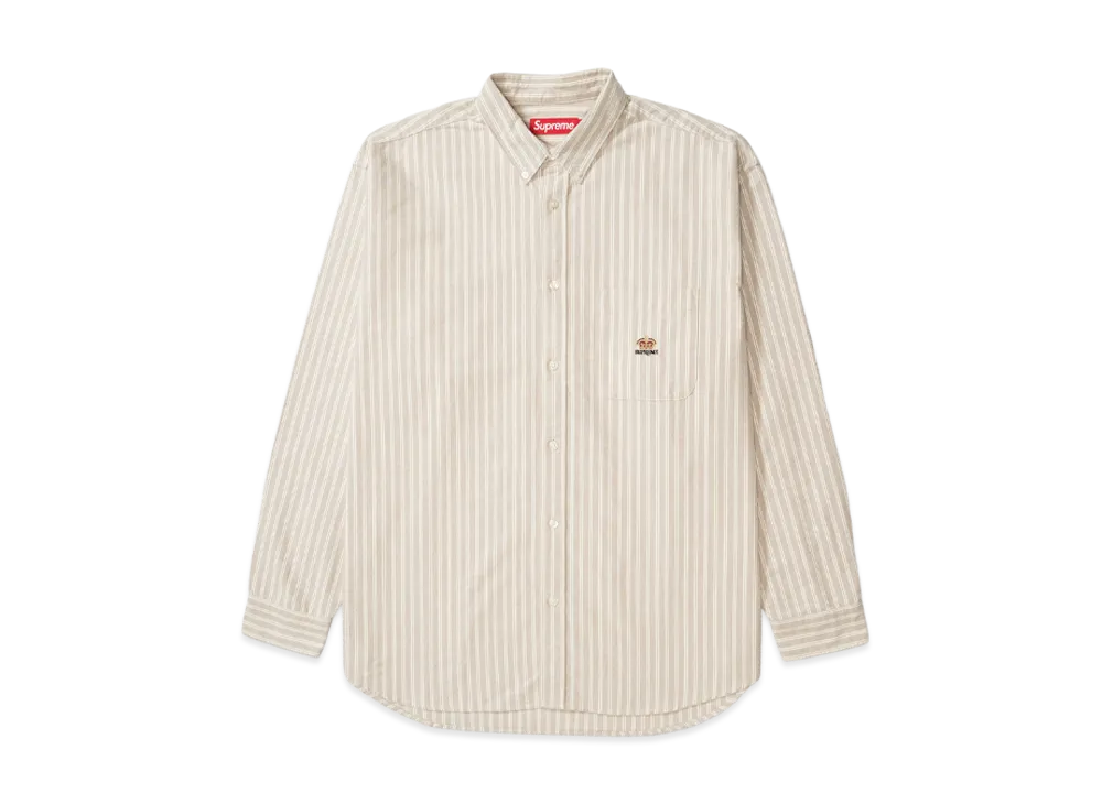 Supreme Loose Fit Flannel Oxford Shirt "Tan Stripe" (26FW)