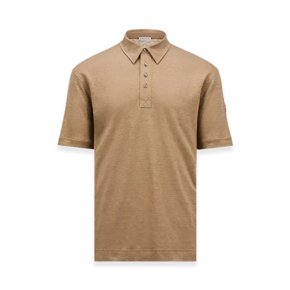 MONCLER Linen Polo Shirt "Beige"