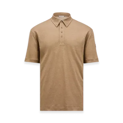 MONCLER Linen Polo Shirt "Beige"