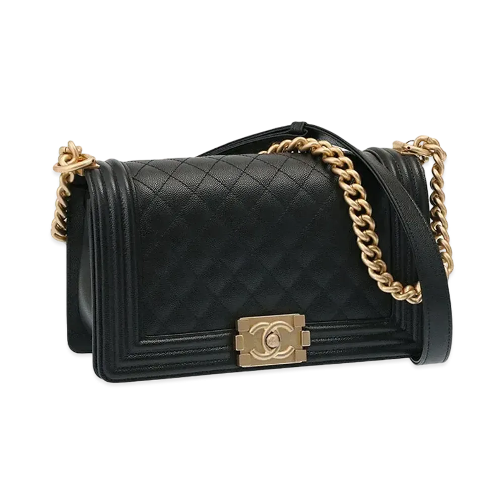 CHANEL Caviar Skin Matelasse Boy Chanel "Black"