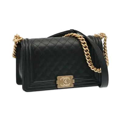 CHANEL Caviar Skin Matelasse Boy Chanel "Black"