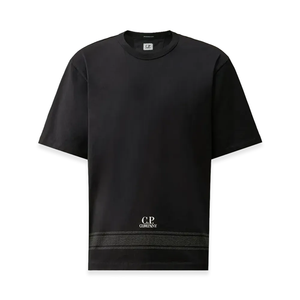 C.P. Company Mercerized Jersey 30/2 Twisted Short Sleeve Embroidery T-Shirt "Total Eclipse Blue"