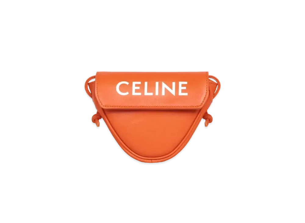 CELINE Mini Triangle In Smooth Calfskin With Celine Print "Neon Orange"
