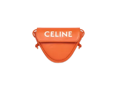 CELINE Mini Triangle In Smooth Calfskin With Celine Print "Neon Orange"