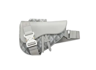 Dior DiorEssentials Saddle Bag CD Diamond Canvas & Smooth Calfskin "Gray"