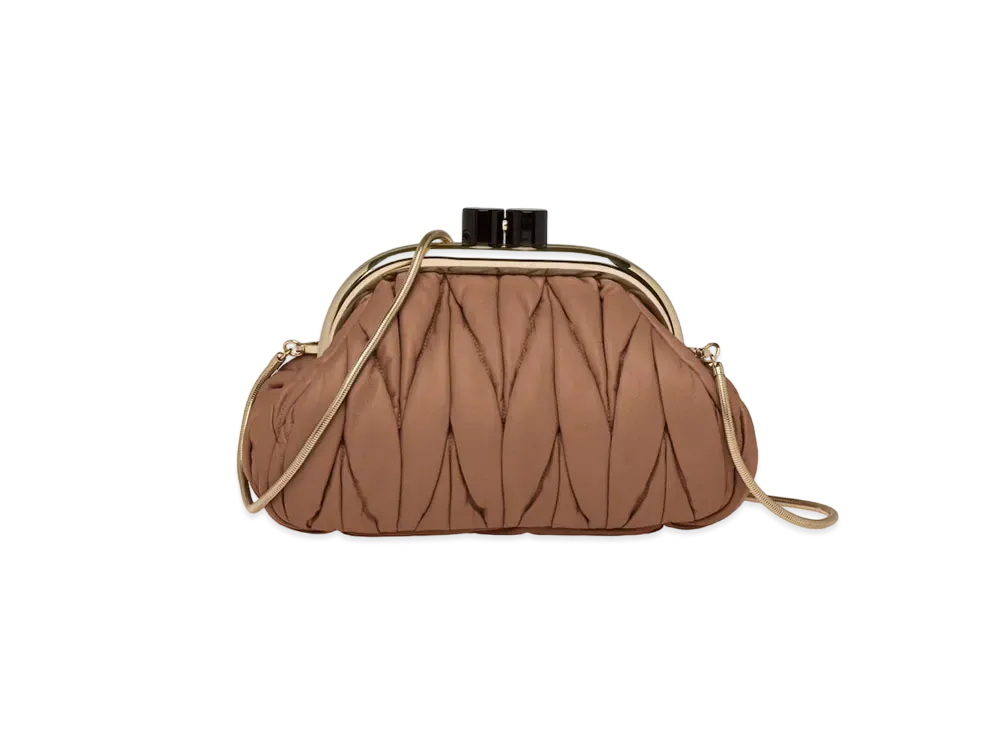 MIU MIU Miu Belle Nappa Leather Clutch "Cognac"