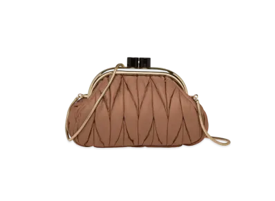 MIU MIU Miu Belle Nappa Leather Clutch "Cognac"