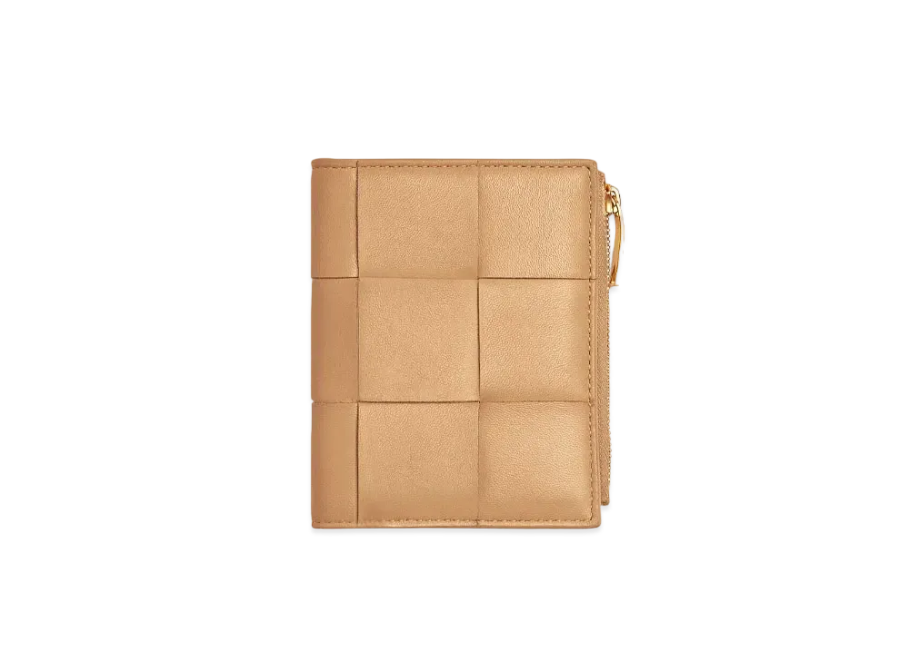 Bottega Veneta Bifold Zip Wallet "Almond"