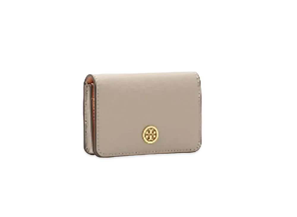 TORY BURCH Robinson Business Card Case "Gray Heron"