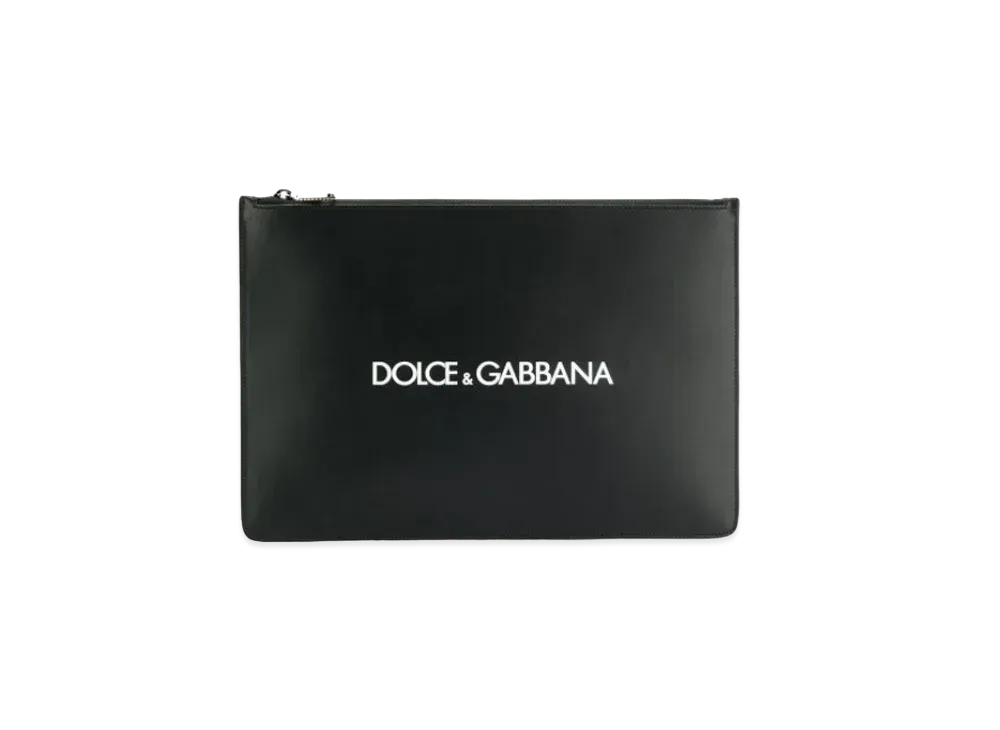 Dolce&Gabbana Document Case Calfskin Print Logo "Black"