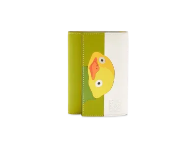 LOEWE x Spirited Away Otori-sama Small Vertical Wallet In Classic Calfskin "Soft White/Lemon Zest"