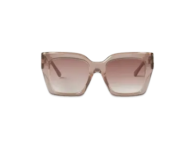 Jimmy Choo Eleni Glittered Square Frame Sunglasses With JC Logo "Nude"