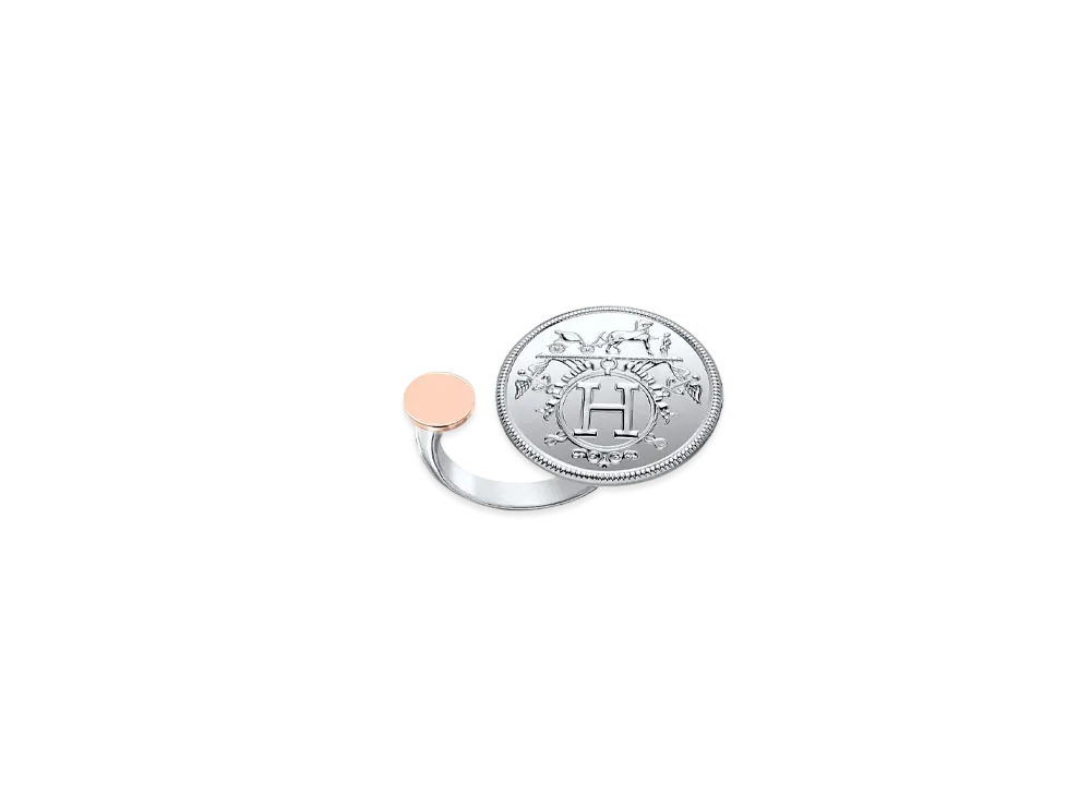 Hermes Ex-Libris Ring MM "Silver/Pink Gold"