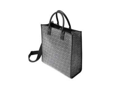BURBERRY Monogram Printed Leather Tote "Black"