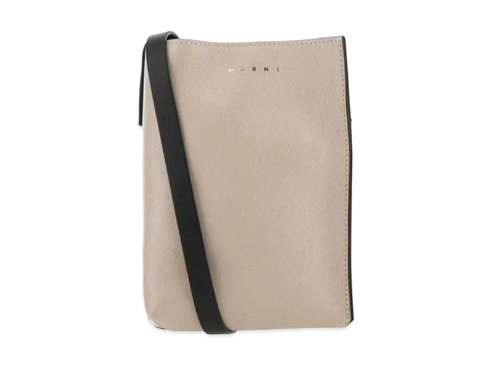 Marni MUSEO Soft Bag in Tumbled Calf "Beige/Red"