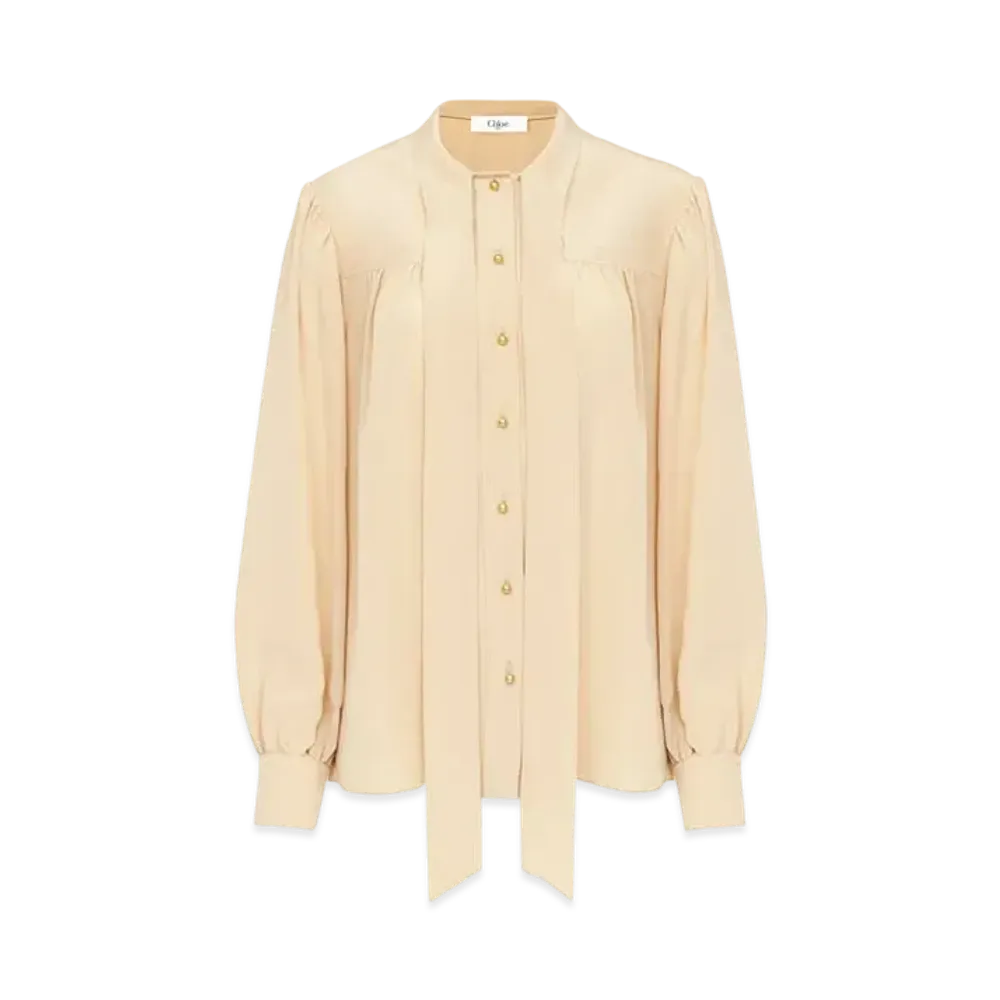 Chloe Lavalliere Blouse In Crepe De Chine "Cameo Rose"
