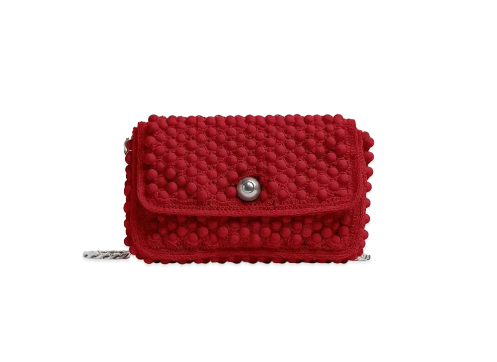 Bottega Veneta Beads Rubber Shoulder Bag "Crimson"